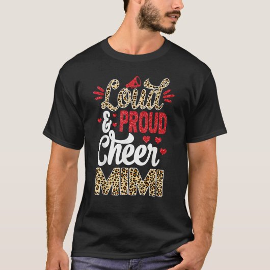 Cheer Mimi Biggest Fan Leopard Print And Pom Pom T-Shirt (Vorderseite)