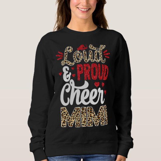Cheer Mimi Größte Fan Leopard Print und Pom Pom 1 Sweatshirt (Vorderseite)