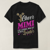 Cheer Mimi größte Fan Leopard Print und Pom Pom T-Shirt (Design vorne)