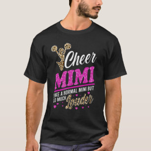 Cheer Mimi größte Fan Leopard Print und Pom Pom T-Shirt