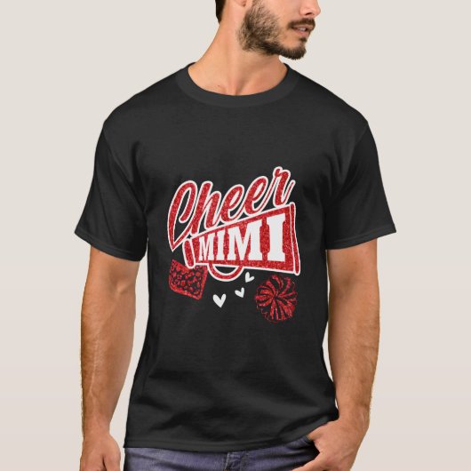 Cheer Mimi größte Fan Leopard Print und Pom Pom T-Shirt (Vorderseite)