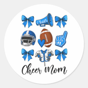 Cheer Mom Blau Frauen Cheerleading Fußll Kokette Runder Aufkleber