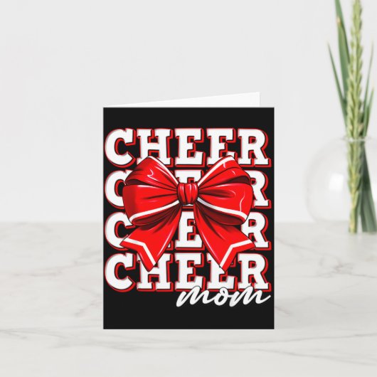 Cheer Mom Cheerleader Bow Biggest Fan Red Team Karte (Vorderseite)