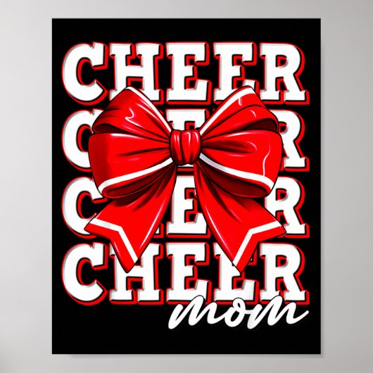 Cheer Mom Cheerleader Bow Biggest Fan Red Team Poster (Vorne)