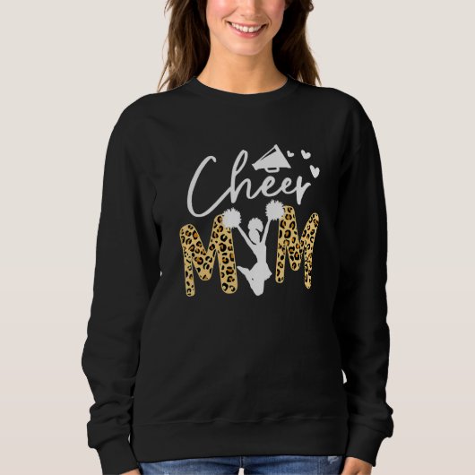 Cheer Mom Leopard Messy Bun Cheerleader Bleached M Sweatshirt (Vorderseite)
