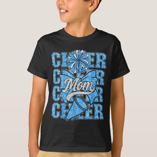 Cheer Mom Mama Bow Srt Cheerleading Squad Blue Che T-Shirt (Vorderseite)