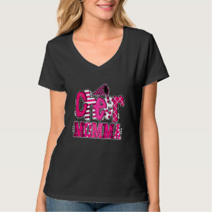 Cheer Momma größten Fan Leopard Print und Pom Pom T-Shirt