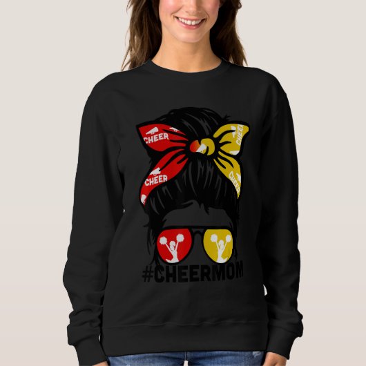 Cheer Mother Mama Red & Gold Cheerleading Mom Mess Sweatshirt (Vorderseite)