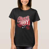 Cheer Nanny Größte Fan Leopard Print und Pom Pom T-Shirt (Vorderseite)