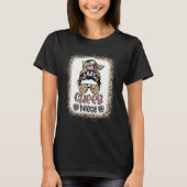 Cheer Niece Leopard Messy Bun Cheerleader Bleached T-Shirt (Vorderseite)