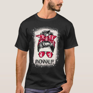 Cheer Nonna Life Messy Bun Cheerleader Bleached Mo T-Shirt