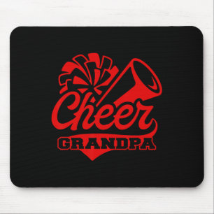 Cheer Opa größter Fan Schwarz-Rot-Pompom Mousepad