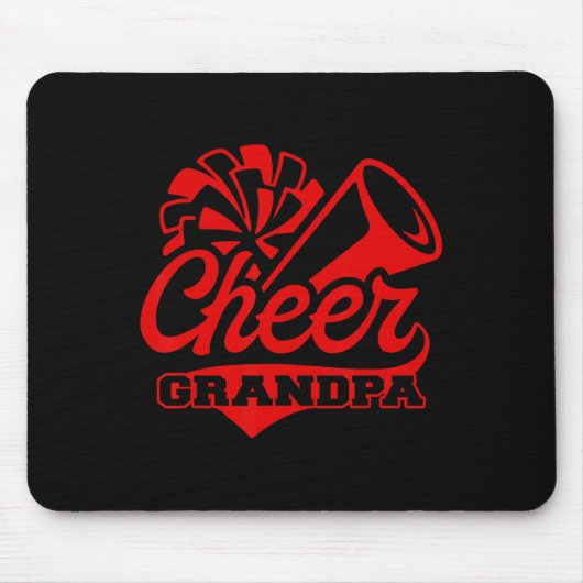 Cheer Opa größter Fan Schwarz-Rot-Pompom Mousepad (Vorne)