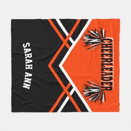 Cheer Orange 📣 Cheerleader Outfit Style Fleecedecke (Vorderseite (Horizontal))