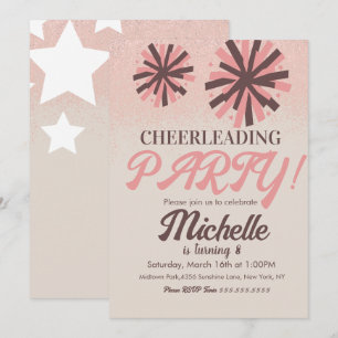Cheer Party Cheerleading Geburtstag Pink Sterne  Einladung