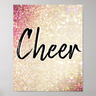 Cheer Poster | Imitate Glitzer Gold und Rosa