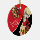 Cheer 📣 💖 Red Cheerleader Girl Keramikornament (Rechts)