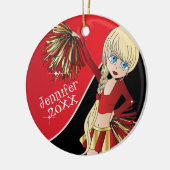 Cheer 📣 💖 Red Cheerleader Girl Keramikornament (Links)