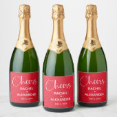 CHEER Red Glitzer Wedding Sparkling Wine Labels Schaumweinetikett (Flaschen)