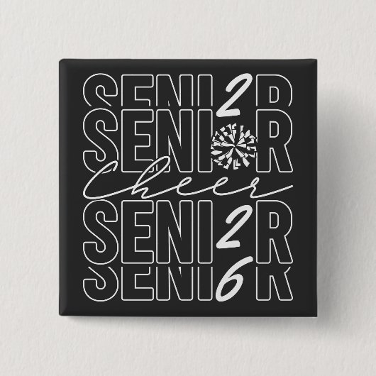 Cheer Senior 2026 Quadratischer Knopf Button (Vorderseite)