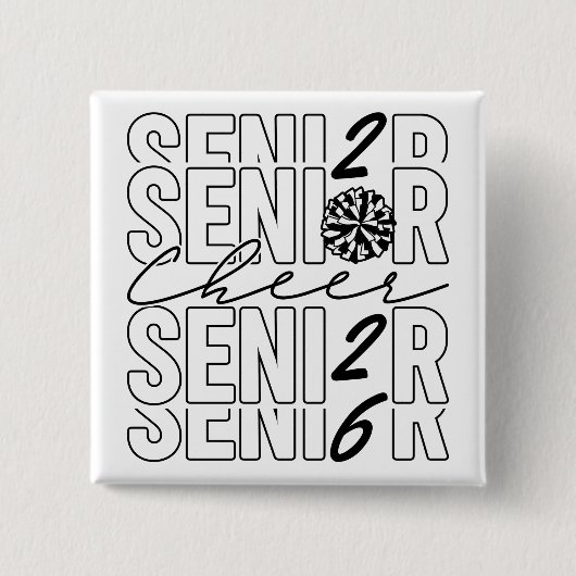 Cheer Senior 2026 Quadratischer Knopf Button (Vorderseite)