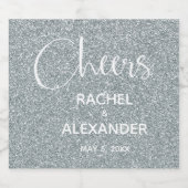 CHEER Silver Glitzer Hochzeit feine Weinetiketten Schaumweinetikett (Einzelnes Label)