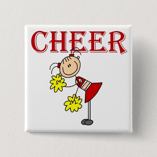 CHEER Stäbchen Figur Cheerleader T-Shirts und Gesc Button (Vorderseite)