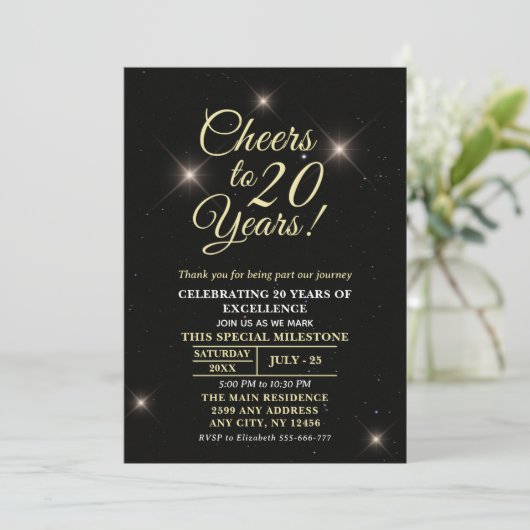 Cheer to Twenty Years - 20th Anniversary Einladung (Stehend Vorderseite)