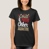 Cheer Tuntie Größte Fan Leopard Print und Pom Pom T-Shirt (Vorderseite)