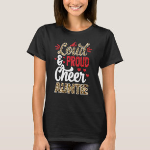 Cheer Tuntie Größte Fan Leopard Print und Pom Pom T-Shirt