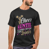 Cheer Tuntie Größte Fan Leopard Print und Pom Pom T-Shirt (Vorderseite)