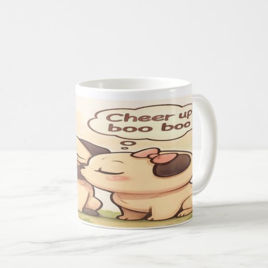 Cheer Up Boo Boo – Pug Kiss Edition Kaffeetasse (VorderseiteRechts)
