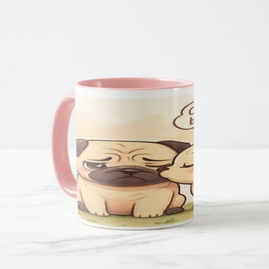 Cheer Up Boo Boo – Pug Kiss Edition Tasse (Vorderseite Links)