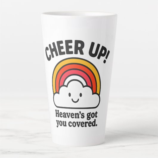 Cheer Up Heaven’s Got You Covered – Cute Latte Mug Milchtasse (Vorderseite)