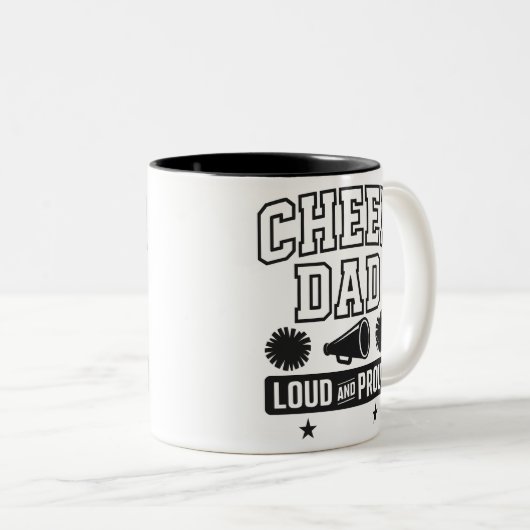 Cheer Vater Shirt Loud und Proud Cheerleading Zweifarbige Tasse (VorderseiteRechts)