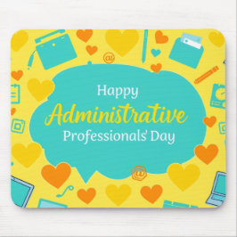 Cheerful Admin Day Office Icons Graphic Art Mousepad