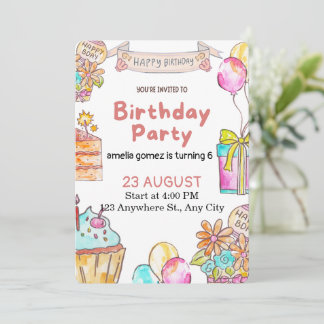 Cheerful and Playful Birthday Design Einladung
