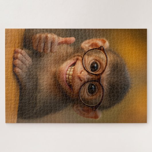 Cheerful Baby Monkey Funny Smile Puzzle (Horizontal)