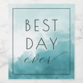 Cheerful Blue Watercolor Waves Weinetikett (Einzelnes Label)