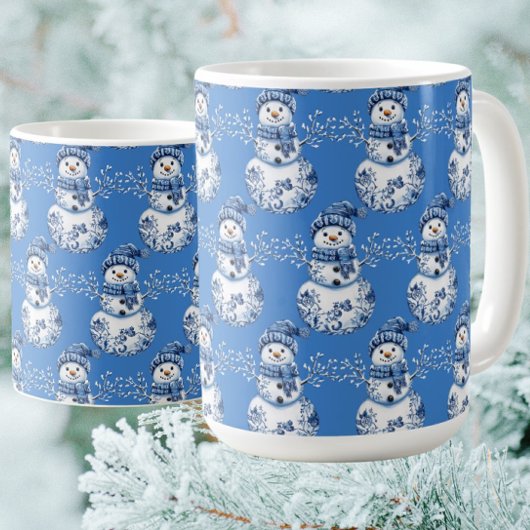 Cheerful Blue White Happy Snowman Sherpadecke