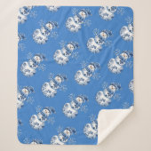 Cheerful Blue White Happy Snowman Sherpadecke (Vorderseite)