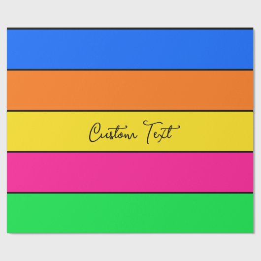 CHEERFUL BRIGHTLY FARBILD STRIPE CUSTOM TEXT GESCHENKPAPIER (Flach)