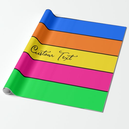 CHEERFUL BRIGHTLY FARBILD STRIPE CUSTOM TEXT GESCHENKPAPIER (Ungerollt)