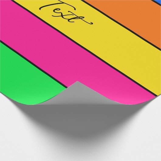 CHEERFUL BRIGHTLY FARBILD STRIPE CUSTOM TEXT GESCHENKPAPIER (Ecke)