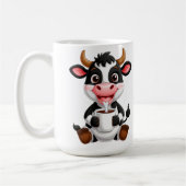 Cheerful Cartoon Cow Drinking Milk Kaffeetasse (Links)
