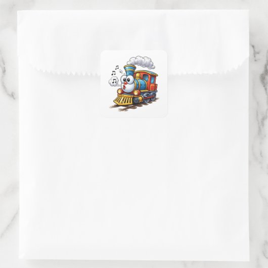 Cheerful Cartoon Train Character Sticker (Tasche)