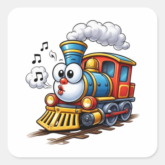 Cheerful Cartoon Train Character Sticker (Vorderseite)