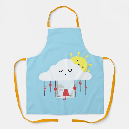 Cheerful Cat & Sunny Cloud Apron Schürze (Vorderseite)