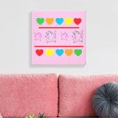 Cheerful Cats & Rainbow Hearts Canvas Print Leinwanddruck (Insitu (Wohnzimmer))