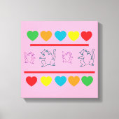 Cheerful Cats & Rainbow Hearts Canvas Print Leinwanddruck (Vorderseite)